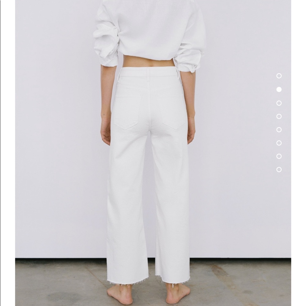 ZARA ZW Signature Premium High Rise Wide Leg Culottes Raw Hem 4 27 $50 NWT - Picture 7 of 16